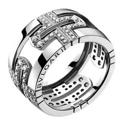 Bulgari Large diamond gold Parentesi Band ring