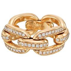 Ralph Lauren Diamond Gold Chunky Chain Ring