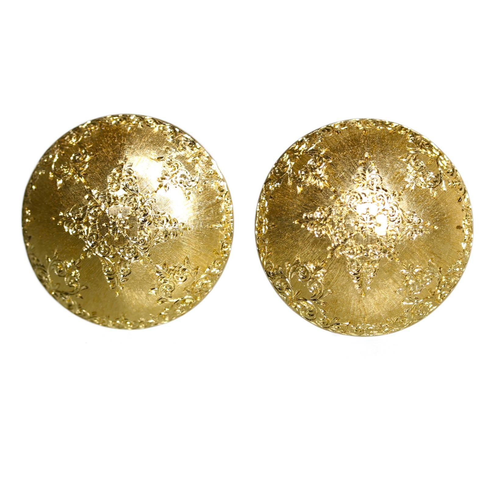 1960s Mario Buccellati Gold Earclips For Sale