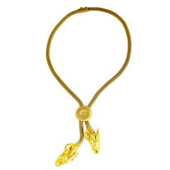 Vintage Zolotas Gold Ram's Head Lariat Necklace