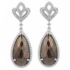 Milky Brown Diamond gold Chandelier Earrings