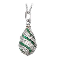 Emerald and Diamond Drop Pendant 1