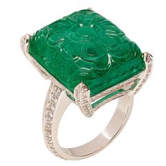 Carved Emerald Ring