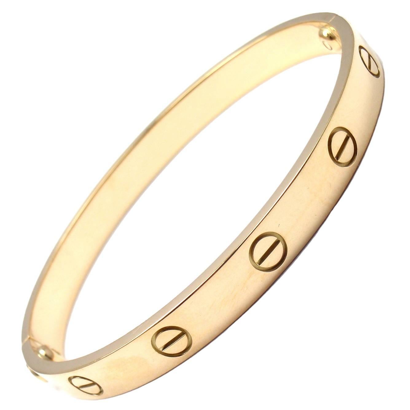Cartier Love Yellow Gold Bangle Bracelet Size 17