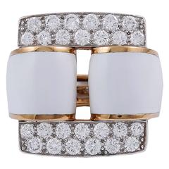 David Webb Enamel Diamond gold platinum Ring 9