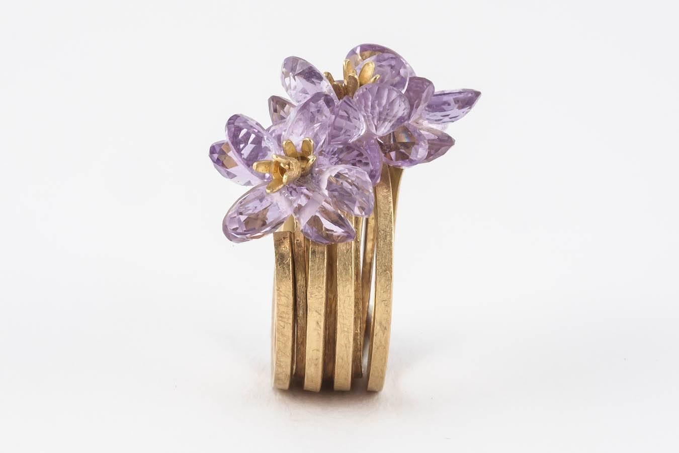 Donna Brennan Amethyst Gold Ring In New Condition For Sale In London, GB