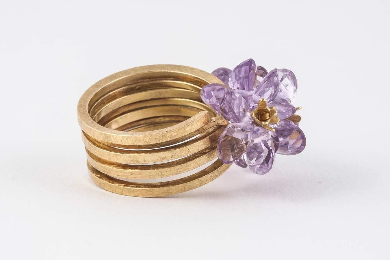 Contemporary Donna Brennan Amethyst Gold Ring For Sale