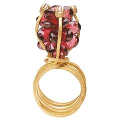 Donna Brennan Garnet Rough Diamond Gold Ring