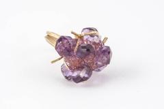 Donna Brennan Amethyst Crushed Pink Tourmaline Gold Ring