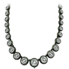 Breathtaking Georgian Old Mine Cut Diamond Silver and Gold Necklace