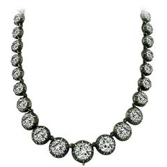 Breathtaking Georgian Old Mine Cut Diamond Silver and Gold Necklace