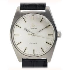 Vintage Omega Stainless Steel Geneve Dress Wristwatch 