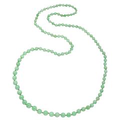 Natural Jade Bead Long Necklace