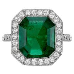 Tiffany 3.70 Carat GIA Cert Colombian Emerald Diamond platinum Ring