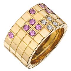 Cartier ​pink Sapphire Diamond Gold Lanières Band Ring
