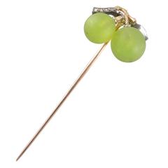 Green Opaline Grape Diamond Stickpin Fonseque et Olive