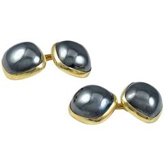 Sulka of New York Hematite Gold Cufflinks