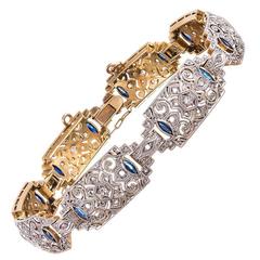 Antique Edwardian Diamond & Sapphire Bracelet 