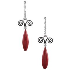 Art Deco-Meets-Mid Century “Convertible” Diamond & Enamel Earrings
