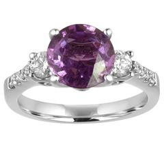 Certified No Heat 2.64 Carat Purple Sapphire Diamond Ring 5