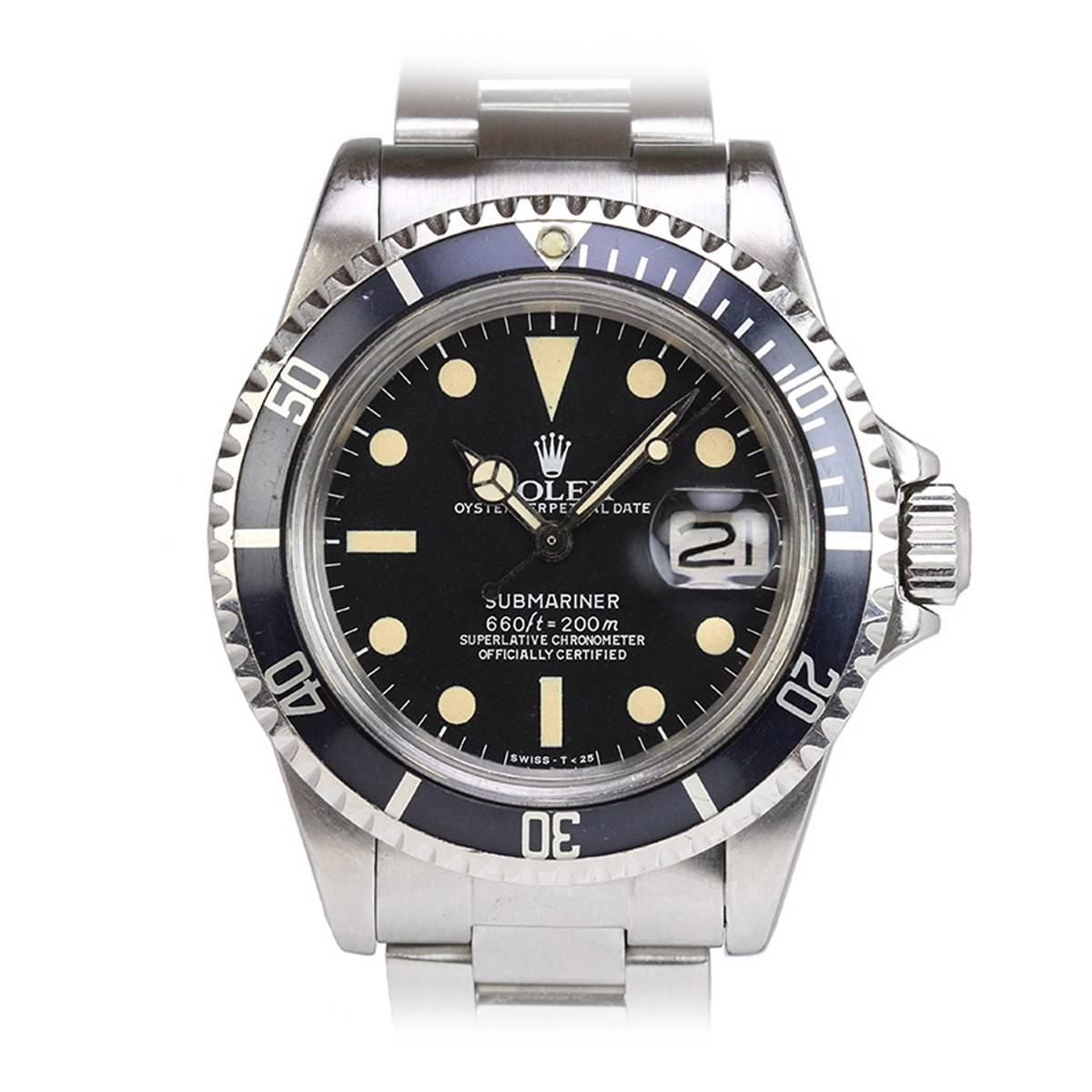 Rolex Stainless Steel Submariner Wristwatch Ref 1680 