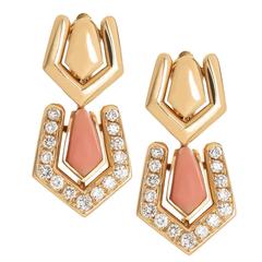 Boucheron Coral Diamond Gold Earrings