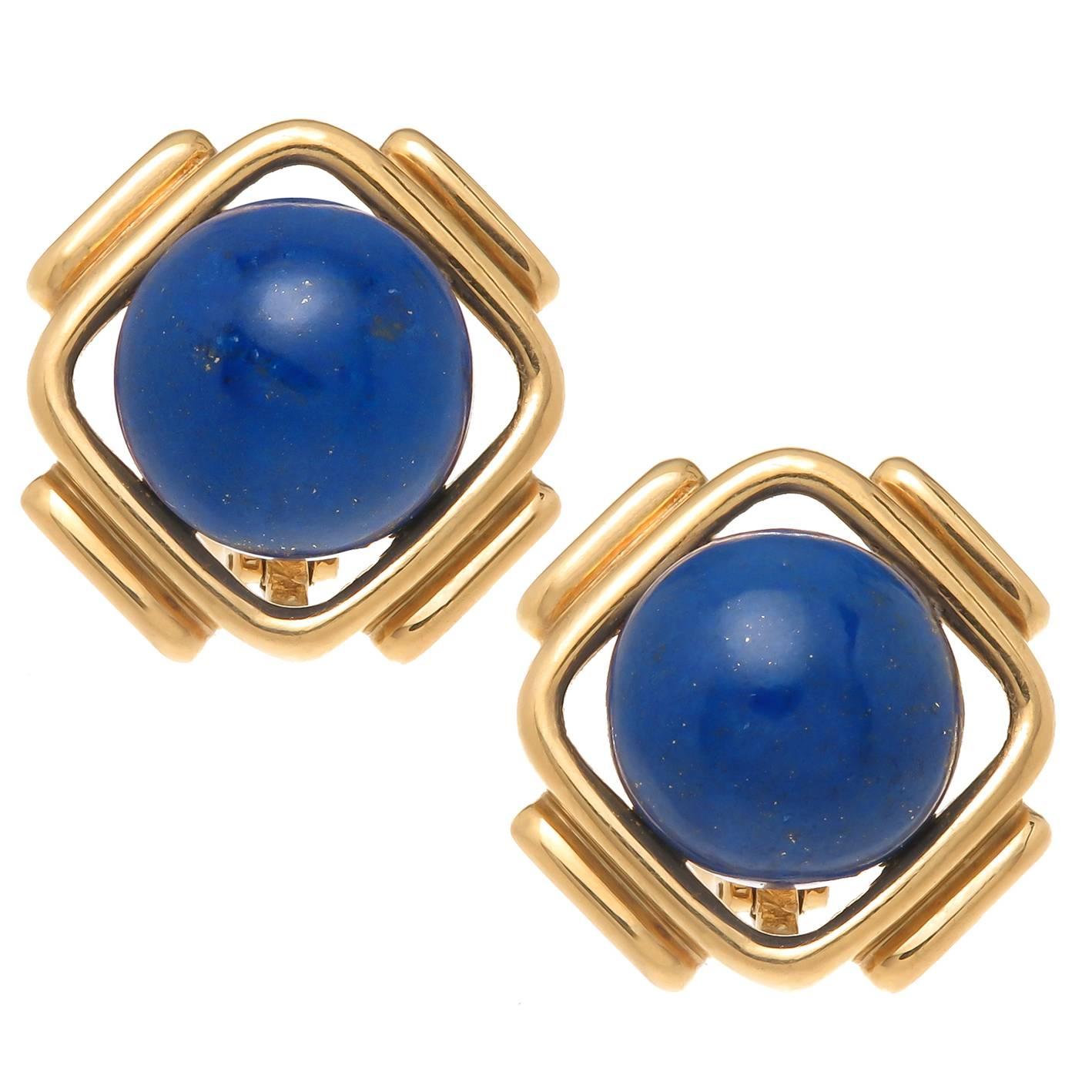 Cartier Lapis Gold Earrings