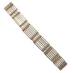 15k Yellow Gold Gate Link Bracelet - Antique Circa 1900