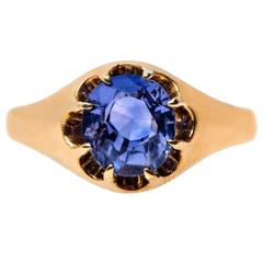 Late Victorian Solitaire Engagement Ring with Gorgeous Unheated Sapphire