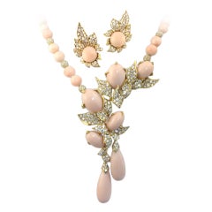 Gerard Angel Skin Coral Diamond Gold Necklace 