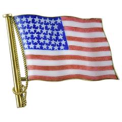 Pin drapeau américain en or émaillé Tiffany & Co