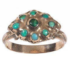 Antique 18th Century Turquoise Gold Fede Ring