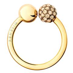 Renesim Champagne Diamond Pave Sphere Gold Ring