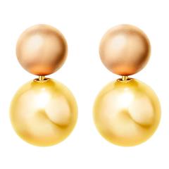 Renesim Yellow Pearl & Matted Gold Sphere Earrings 