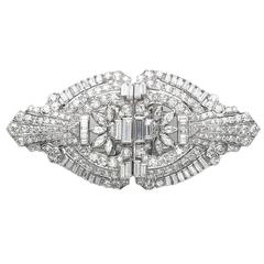 Antique Tiffany & Co. Art Deco Diamond platinum Double Clip brooch