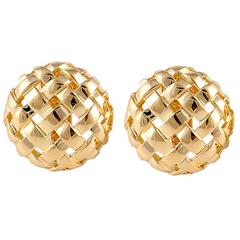 Tiffany & Co. Gold Woven Button Earrings 2