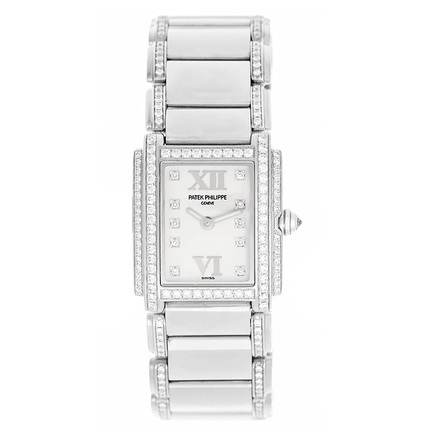 Patek Philippe Ladies 24 White Gold Diamond Wristwatch Reference 4908/310G