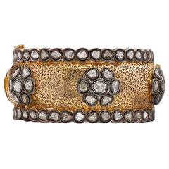 Victorian looking rosecut diamond silver Gold Bangle 6
