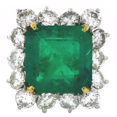 13.00 Carat GIA Cert Colombian Emerald Diamond gold Ring 6