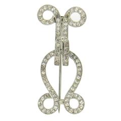 Antique Edwardian Old Mine Cut Diamond Platinum Brooch Pin