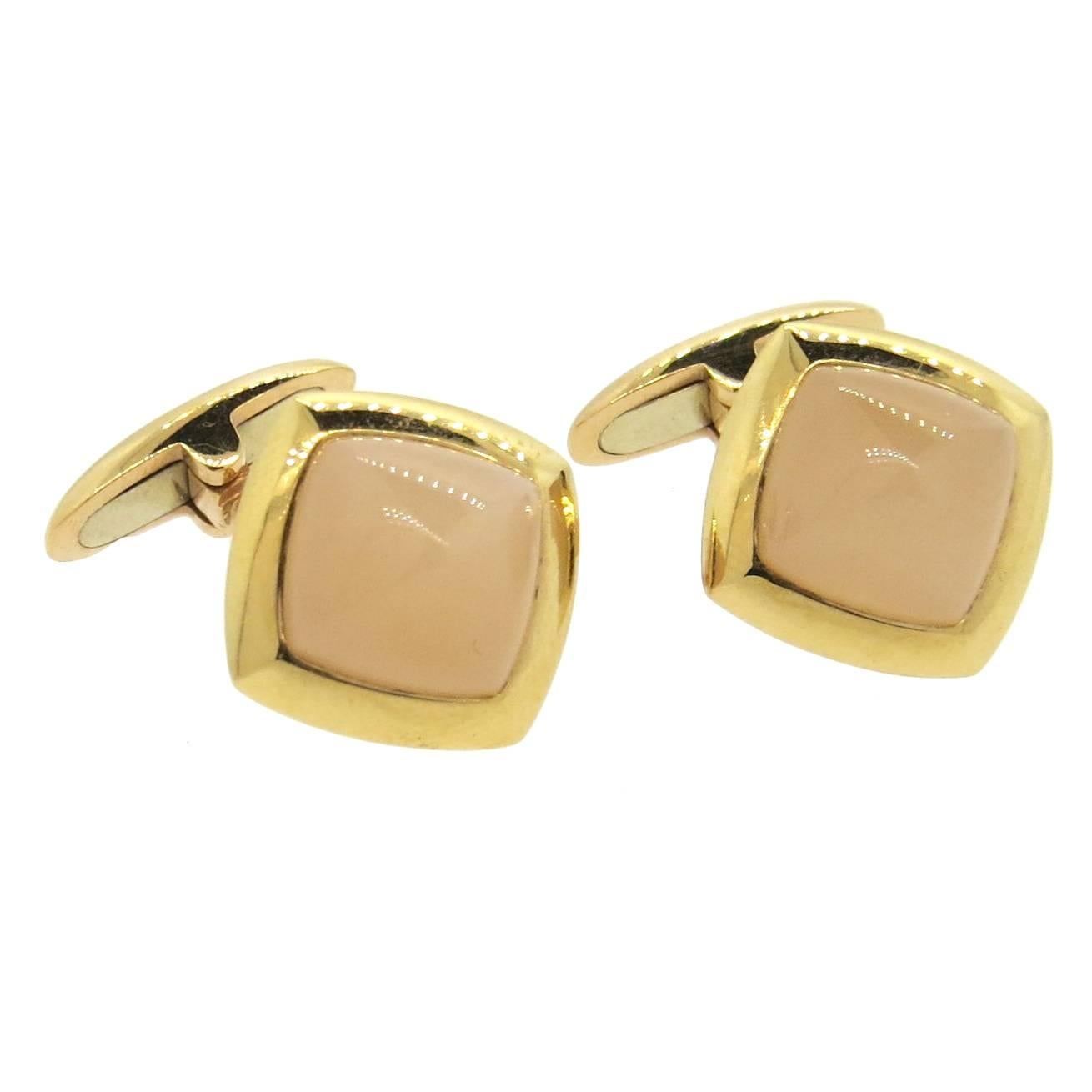 Valente Gemstone Gold Cufflinks  For Sale