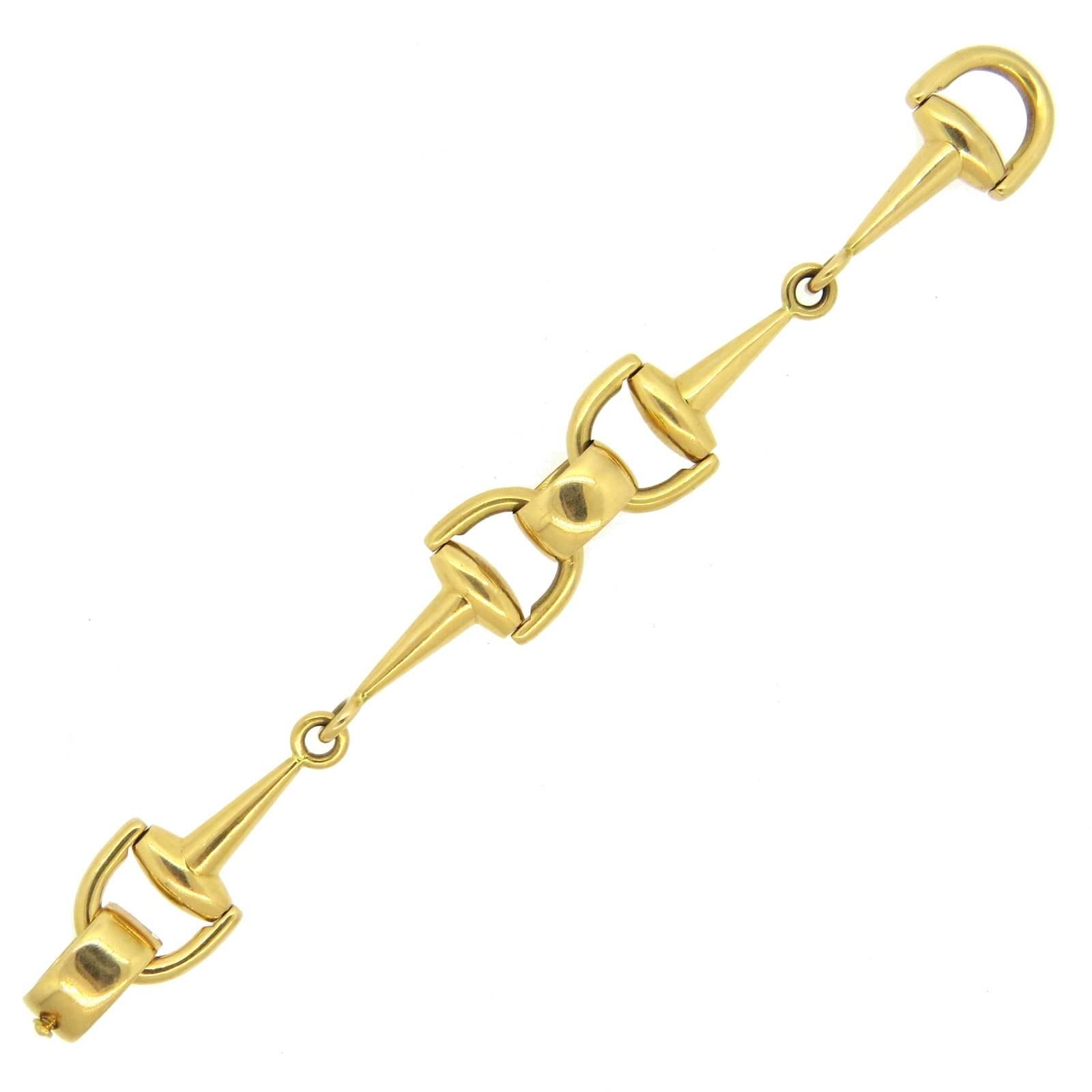 Mid Century Gold Horse Snaffle Link Bracelet 