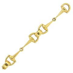 Vintage Mid Century Gold Horse Snaffle Link Bracelet 