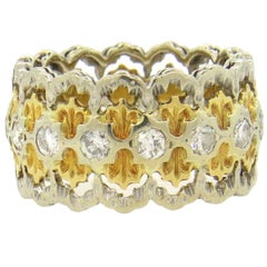 Buccellati Diamond Gold Wide Band Ring 
