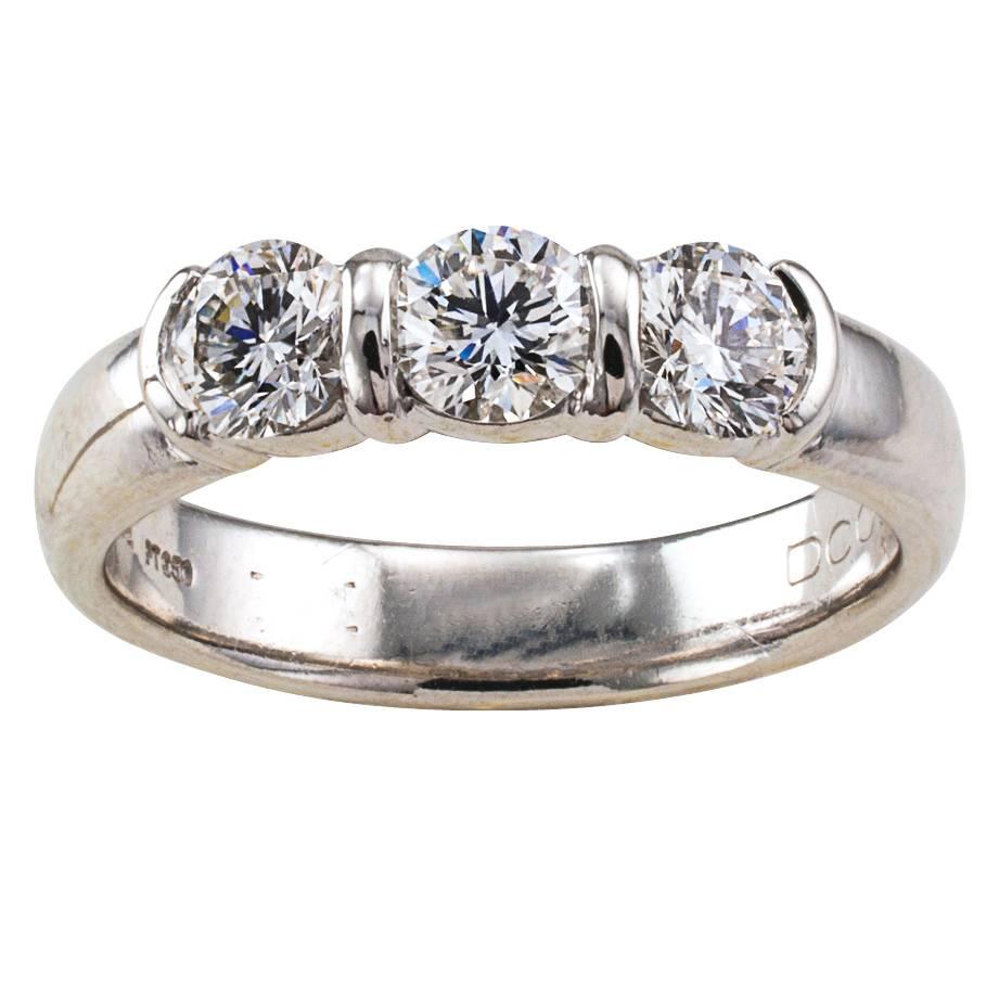 Tiffany & Co. Three-Stone Diamond Platinum Ring