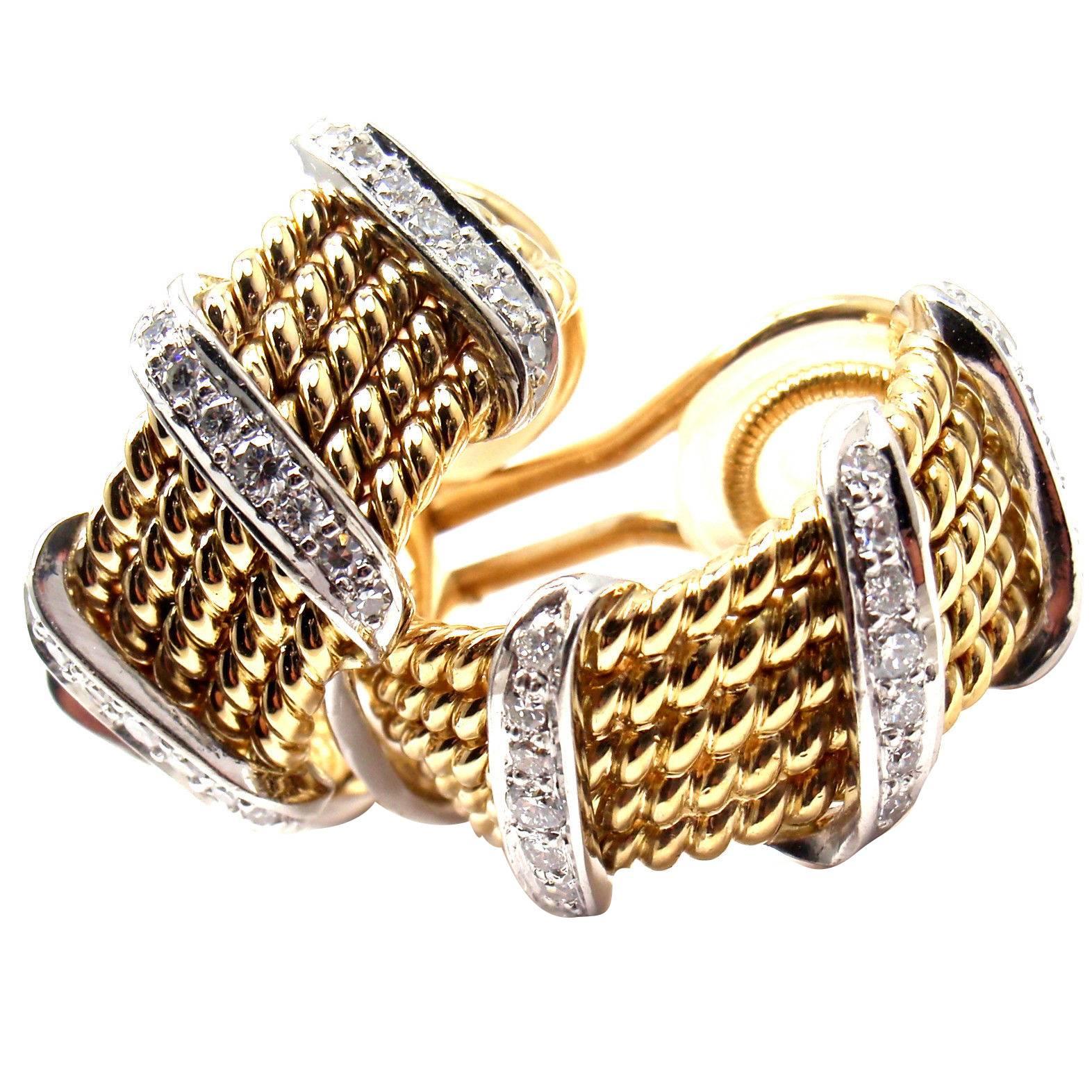 Tiffany & Co Jean Schlumberger Diamond Yellow Gold Earrings