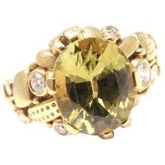 Alex Sepkus Peridot Diamond Yellow Gold Ring