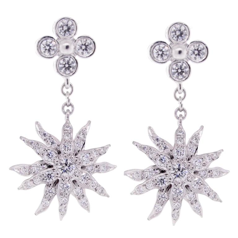 Tiffany and Co. diamond platinum Sunburst Earrings at 1stDibs | tiffany ...