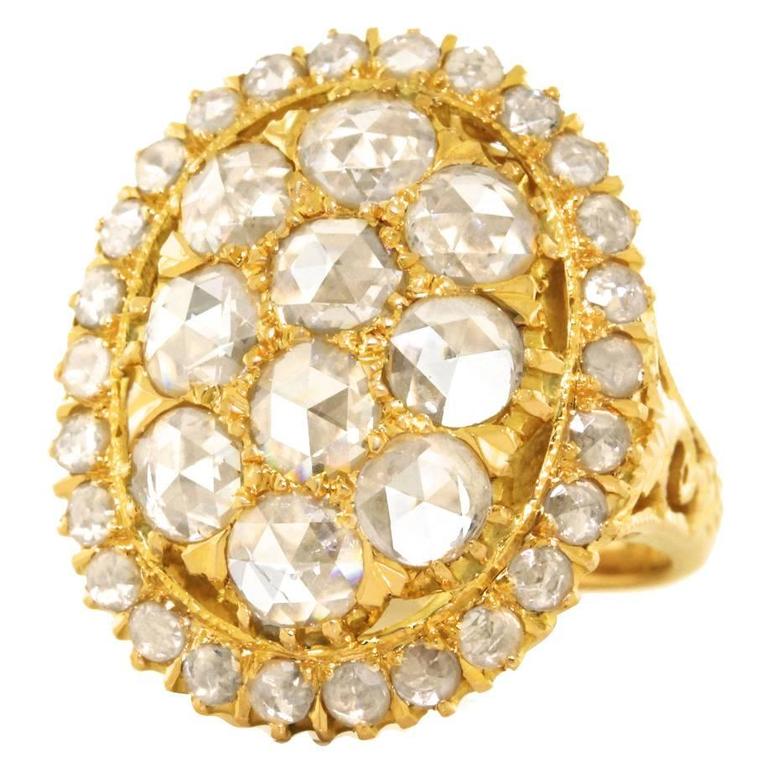 Chic Regional PeranakanStraits Chinese Diamond Gold Ring at 1stDibs