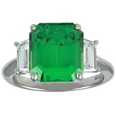 Tsavorite Garnet Diamond Platinum Ring 